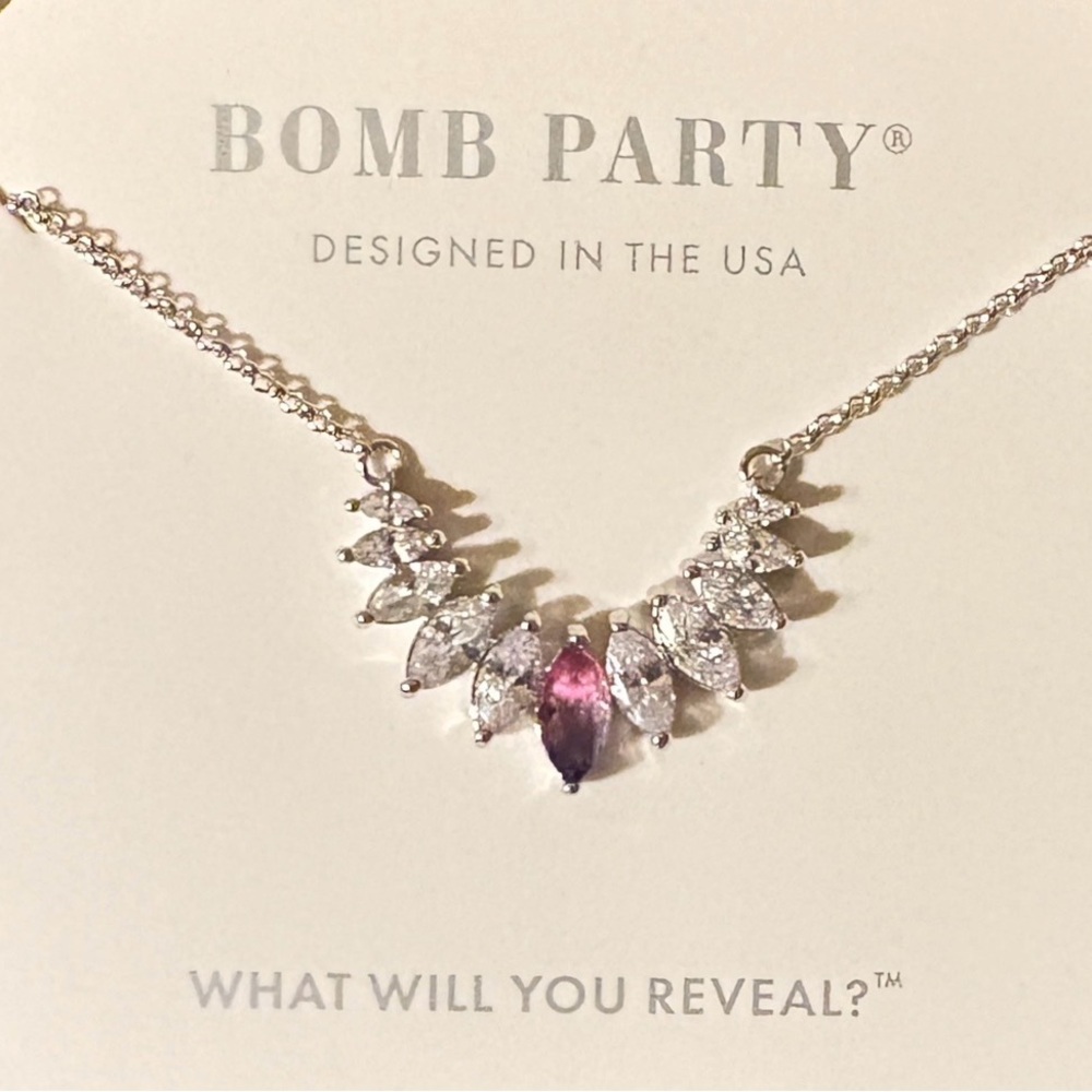 Silver Necklace with light color tourmaline Center Stone